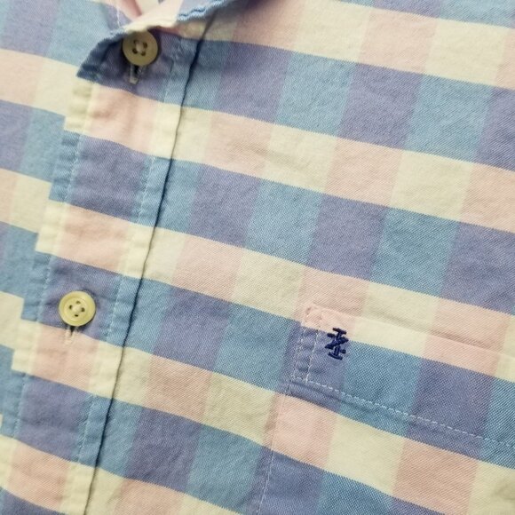 Izod Shirt Mens XXL Blue Plaid Cotton Long Sleeve Button Up Dress - Picture 2 of 12